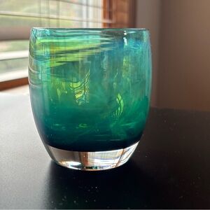 Glassybaby Handblown Teal and Green Glass Votive